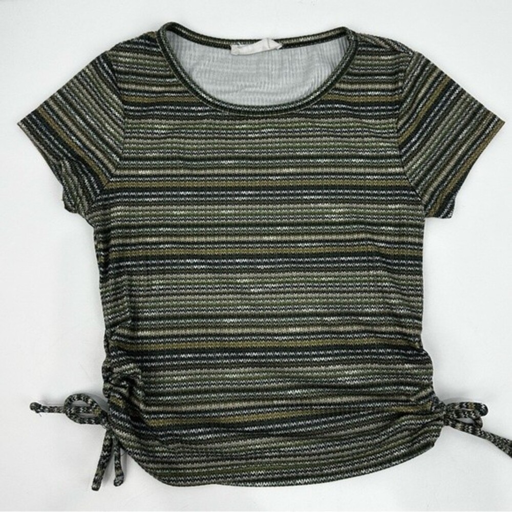 Beautees Girls Top/Shirt Shades of Green Sz 7/8 Side Ties Stretchy